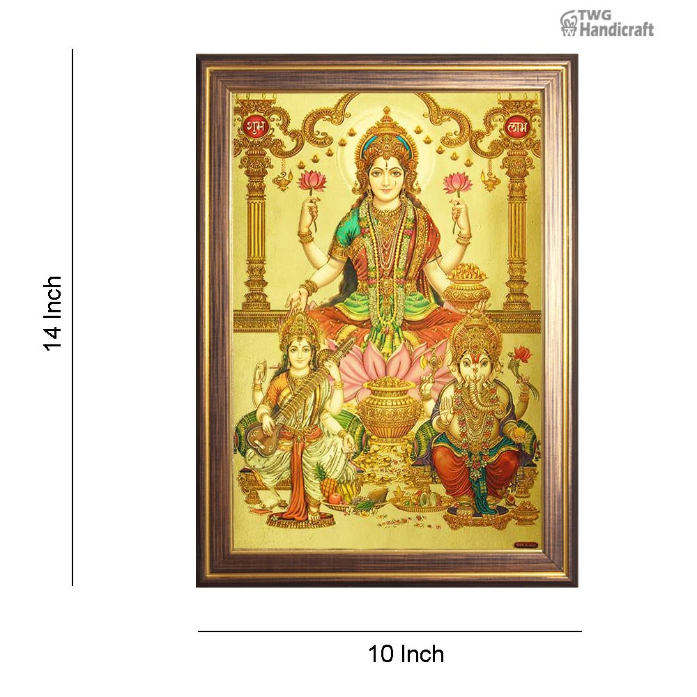 Manufacturer & Wholesale Supplier of 24K Golden Foil Laxmi Ganesh Saraswati Religious God Frame