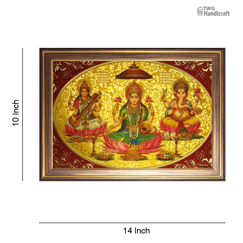 Manufacturer & Wholesale Supplier of 24K Gold Plated Laxmi Ganesh Saraswati Religious Photo Frames