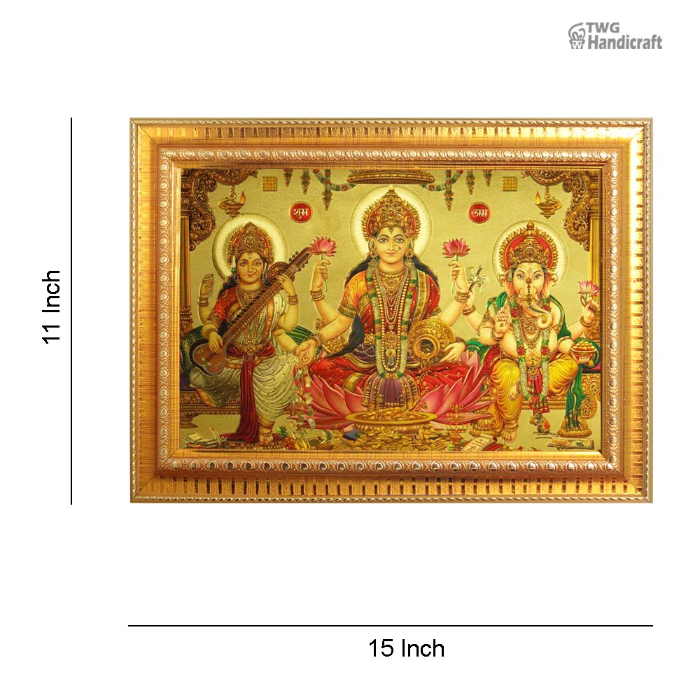 Manufacturer & Supplier of 24K Golden Foil Laxmi Ganesh Saraswati God Photo Frames