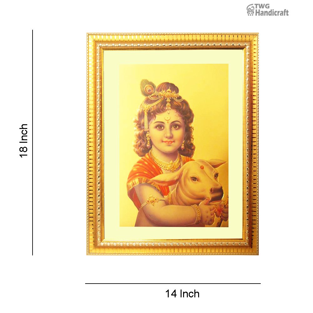 Manufacturer & Wholesale Supplier of 24K Golden Foil Cow Krishna God Photo Frame