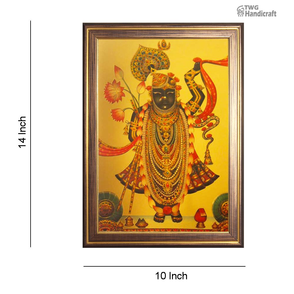 Manufacturer & Wholesale Supplier of 24K Golden Foil Lord Shrinath Ji God Frames for Puja Mandir