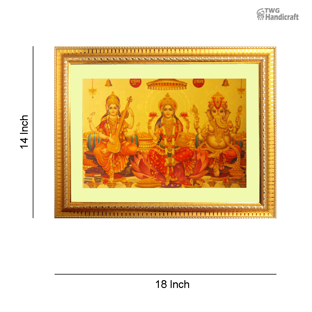 Manufacturer & Wholesale Supplier of Golden Foil Laxmi Ganesh Saraswati Photo Frame