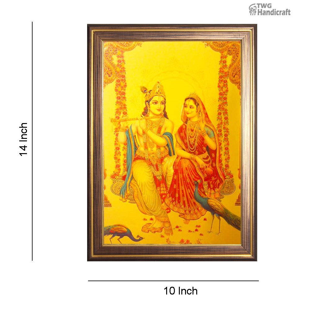 Manufacturer & Wholesaler of 24K Golden Foil Radha Krishna on Jhula God Frame