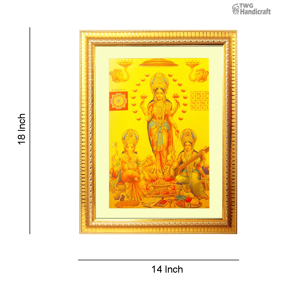 Manufacturer & Wholesale of Golden Foil Laxmi Ganesh Saraswati God Frames