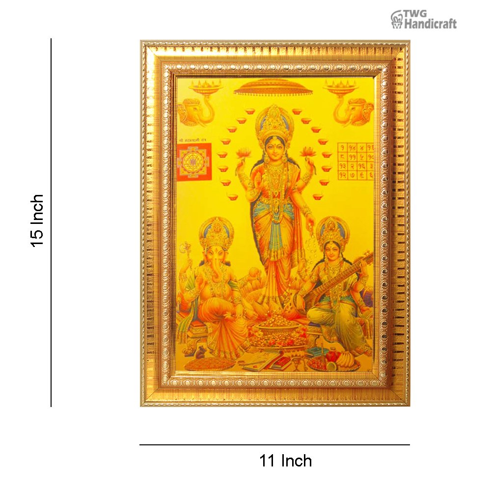 Manufacturer & Supplier of 24K Golden Foil Laxmi Ganesh Saraswati God Photo Frame