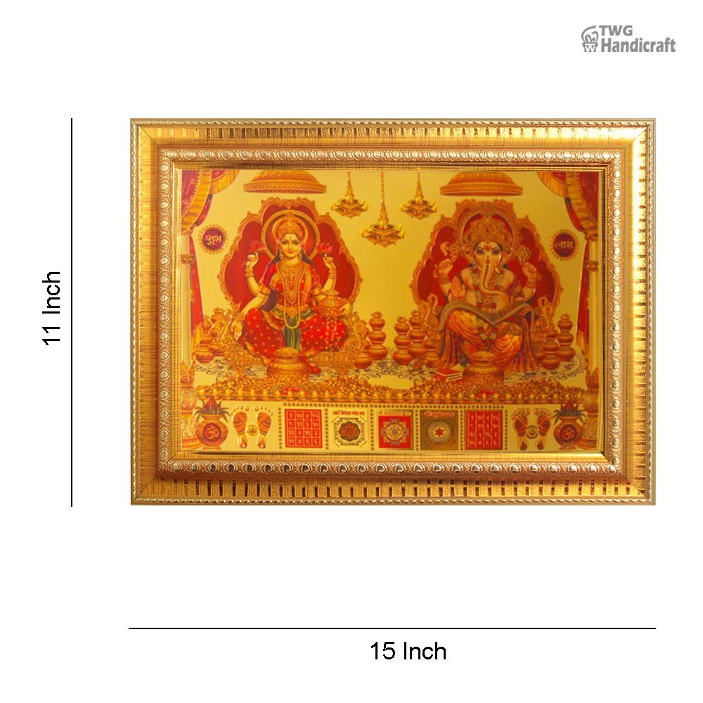 Manufacturer & Wholesale Supplier of 24K Golden Foil Laxmi Ganesh Yantra Frames for Puja Mandir