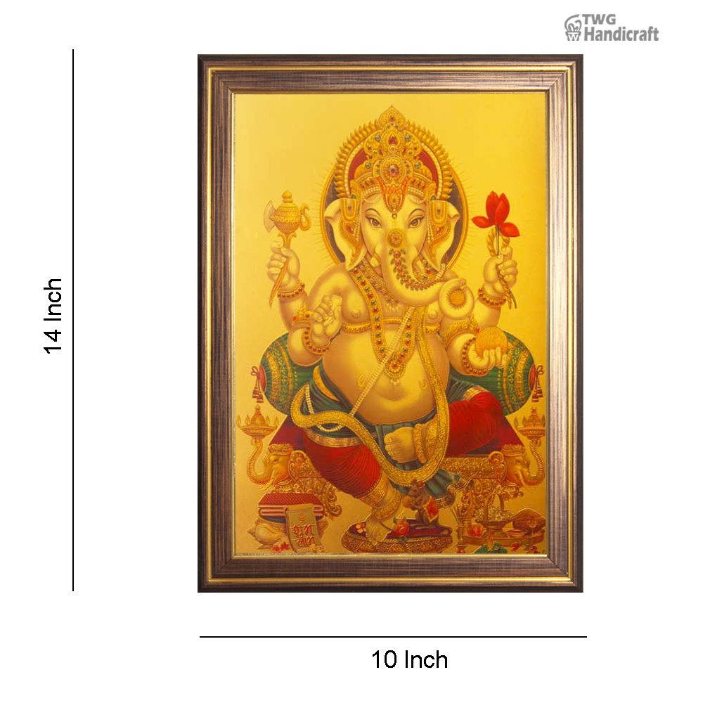 Manufacturer & Wholesale Supplier of 24K Golden Foil Lord Ganesha God Frame for Puja Mandir