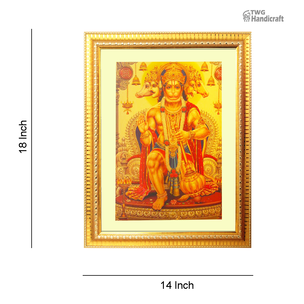 Manufacturer & Wholesale Supplier of 24K Golden Foil Lord Panchmukhi Hanuman Photo Frame