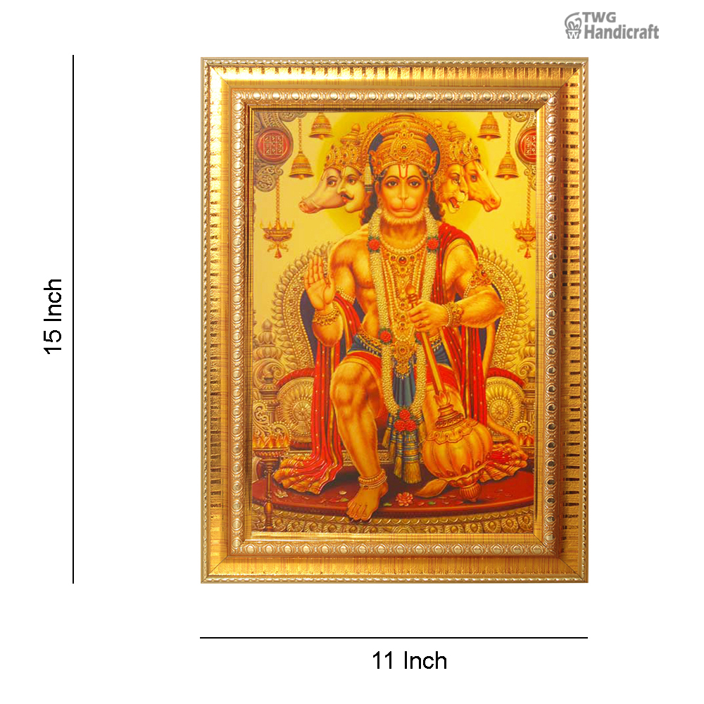 Manufacturer & Wholesaler of 24K Golden Foil Lord Panchmukhi Hanuman Photo Frames Direct from Factory