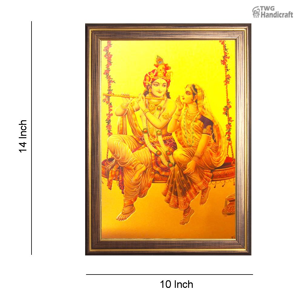 Manufacturer & Wholesale Supplier of 24K Golden Foil Radha Krishna on Swing Religious God Photo Frame