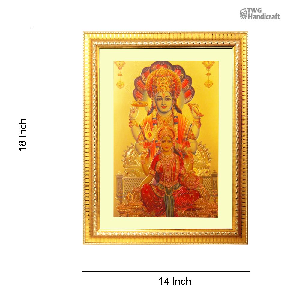 Manufacturer & Wholesale Supplier of 24K Golden Foil Lord Vishnu & Laxmi Photo Frame