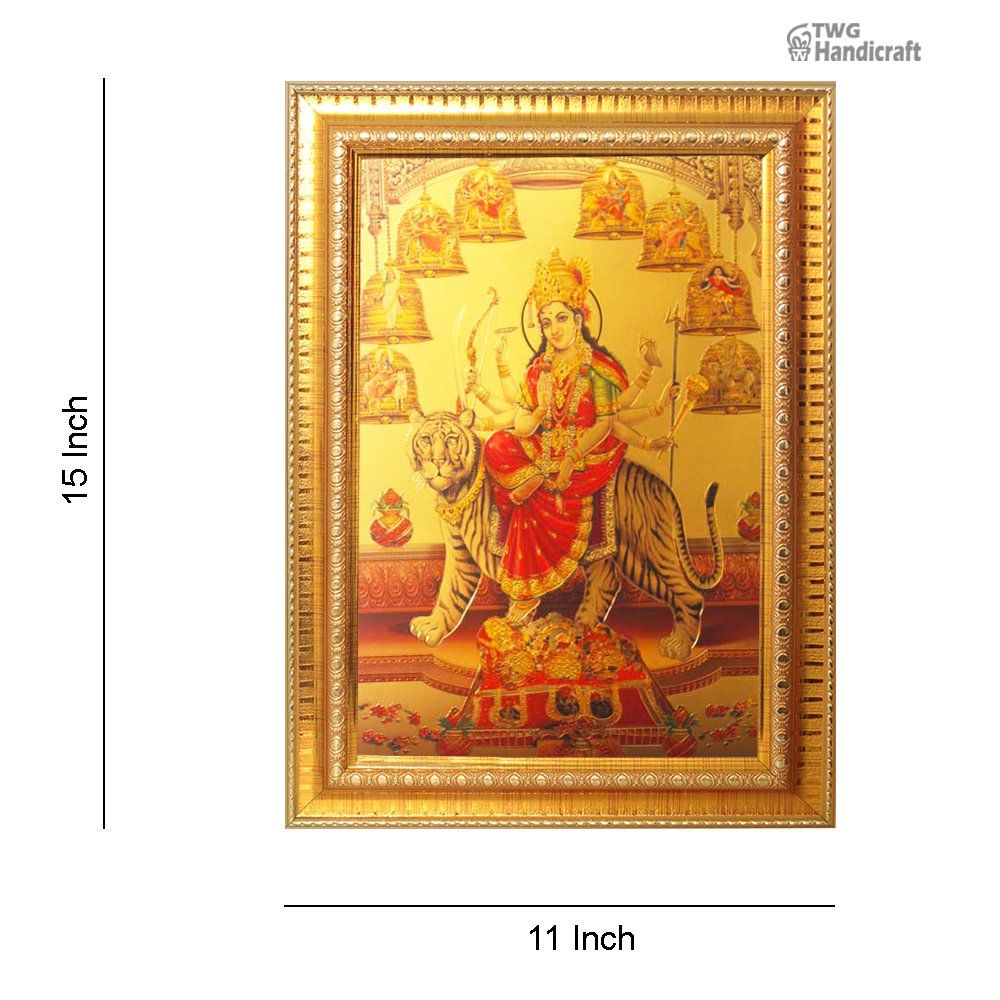 Manufacturer & Supplier of 24K Golden Foil Nav Durga God Photo Frame at Factory Rate 