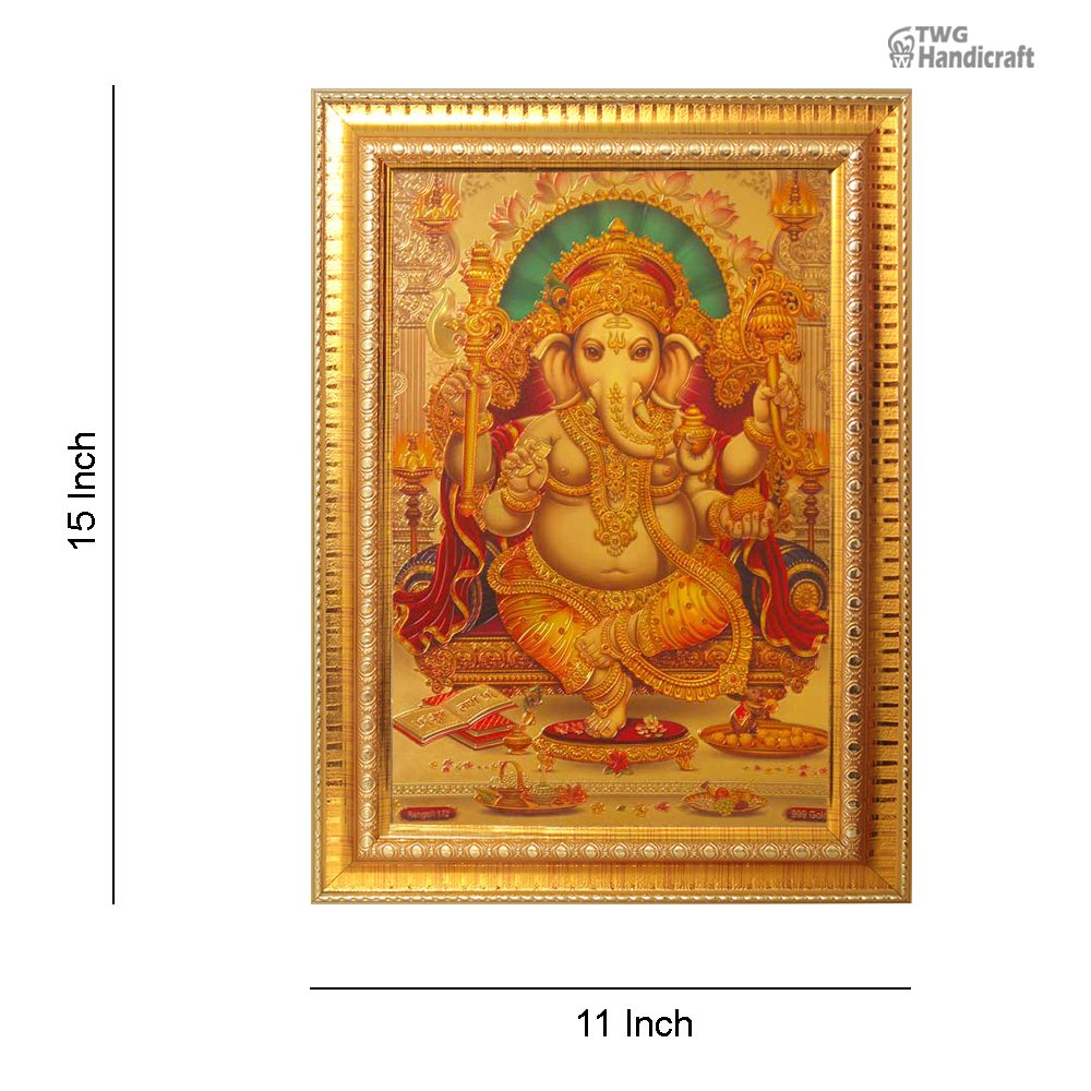 Manufacturer & Wholesale Supplier of 24K Golden Foil Lord Ganesha God Photo Frames at factory Rate