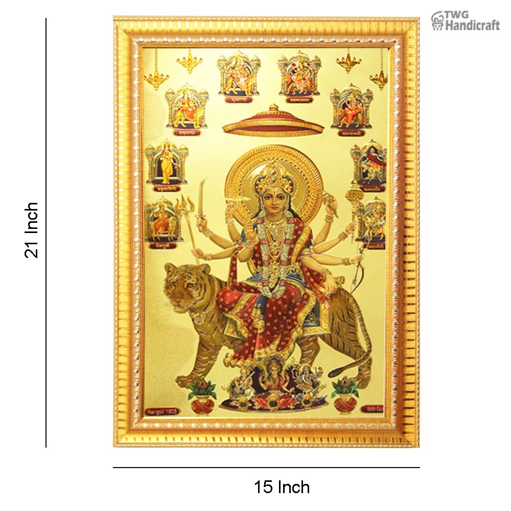 Manufacturer & Wholesale Supplier of Godess Nav Durga 24K Gold Plated Religious Frame