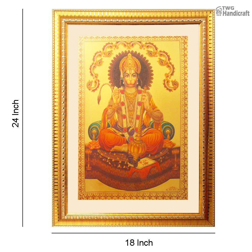 Manufacturer & Wholesaler of Lord Hanuman 24K Golden Foil Photo Frames at Factory Rate