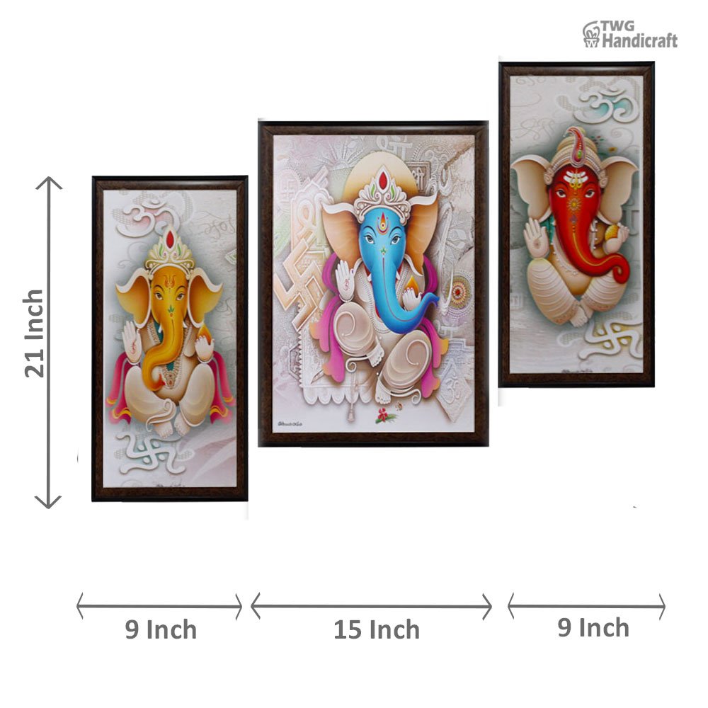 God Ganesha Painting Manufacturers in India Set of Small Size Paintings 