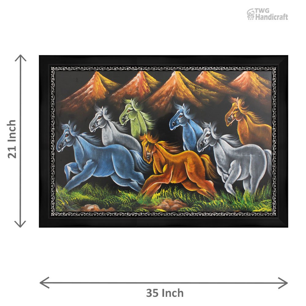 Animal Paintings Manufacturers in Karol Bagh Delhi Seven Running Horse Paintings