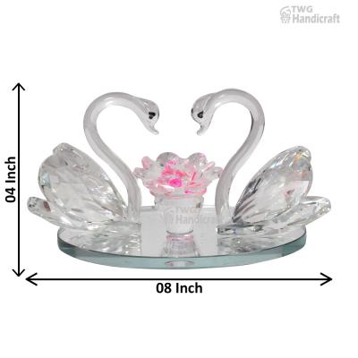 Crystal Swan Pair Showpiece Manufacturers in India | Crystal Swan Factory