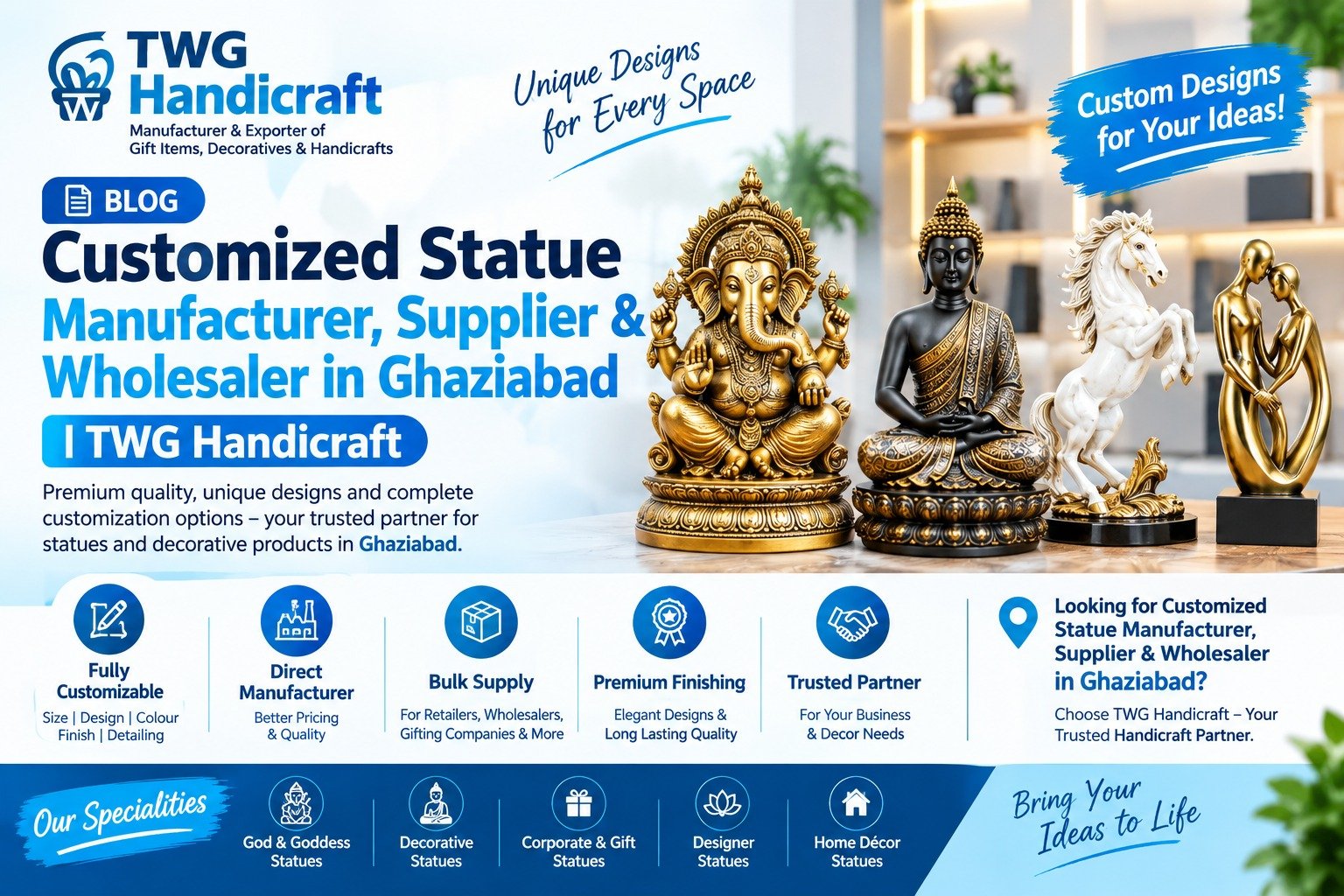 Customized Statue Manufacturer, Supplier & Wholesaler in Ghaziabad | TWG Handicraft